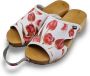 DINA Houten sandalen met upper van leer Rode tulpen print veel grip en comfortabele instap - Thumbnail 5