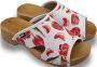 DINA Houten sandalen met upper van leer Rode tulpen print veel grip en comfortabele instap - Thumbnail 6