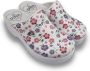 DINA Medische dames klompen PU zool PU klompen met kunststof zool ziekenhuis klompen zorgklompen CLOGS purple flowers - Thumbnail 3