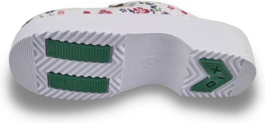 DINA Medische dames klompen PU zool PU klompen met kunststof zool ziekenhuis klompen zorgklompen CLOGS purple flowers