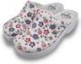 DINA Medische dames klompen PU zool PU klompen met kunststof zool ziekenhuis klompen zorgklompen CLOGS purple flowers - Thumbnail 7