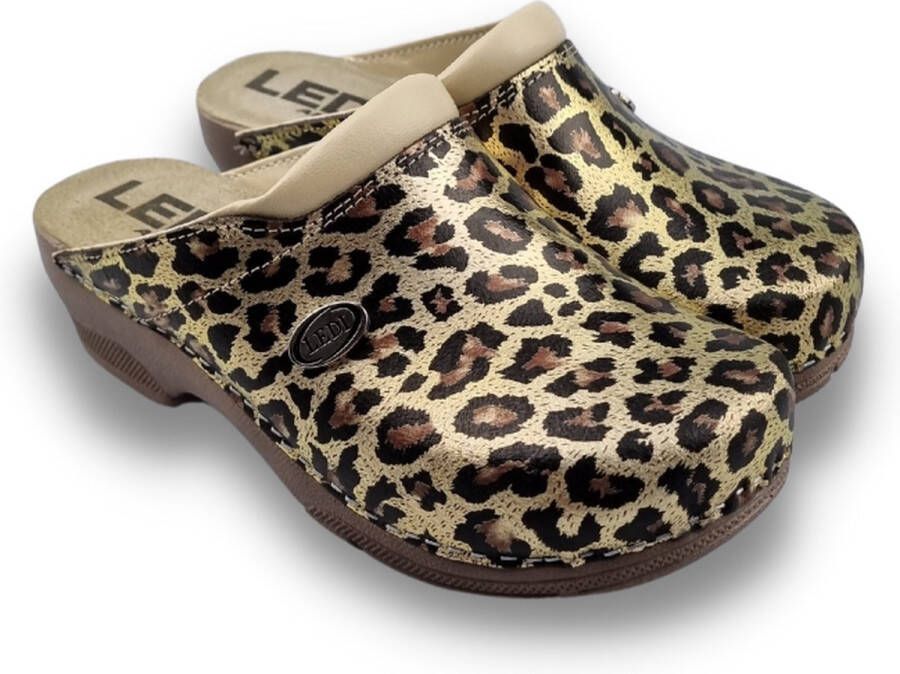 DINA Medische PU klompen PU klompen met kunststof zool ziekenhuis klompen zorgklompen CLOGS Panter Leopard