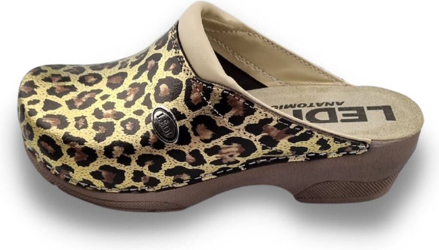 DINA Medische PU klompen PU klompen met kunststof zool ziekenhuis klompen zorgklompen CLOGS Panter Leopard