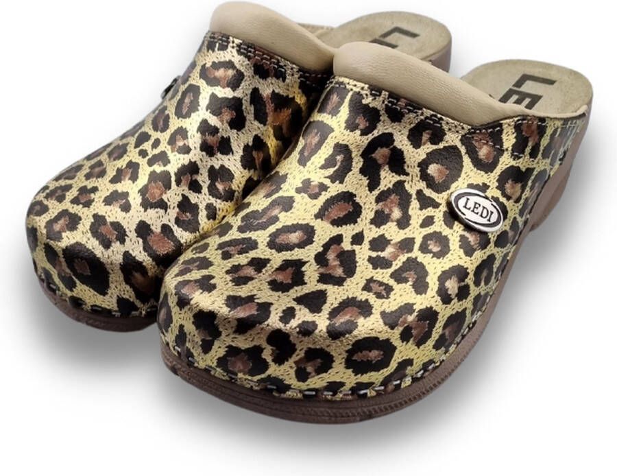 DINA Medische PU klompen PU klompen met kunststof zool ziekenhuis klompen zorgklompen CLOGS Panter Leopard