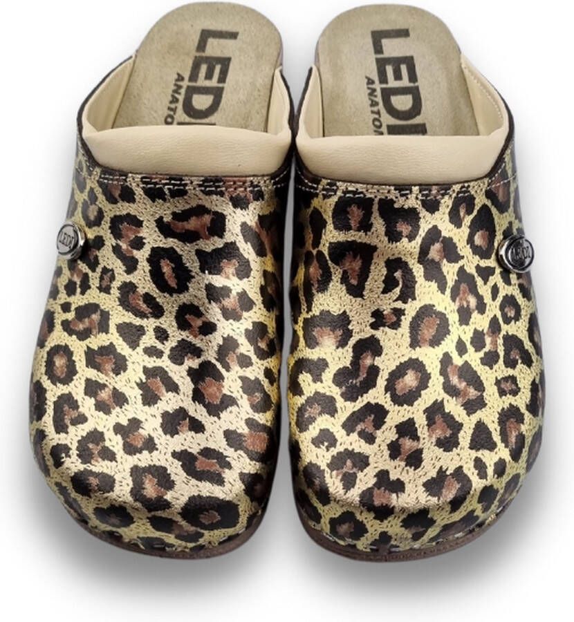 DINA Medische PU klompen PU klompen met kunststof zool ziekenhuis klompen zorgklompen CLOGS Panter Leopard