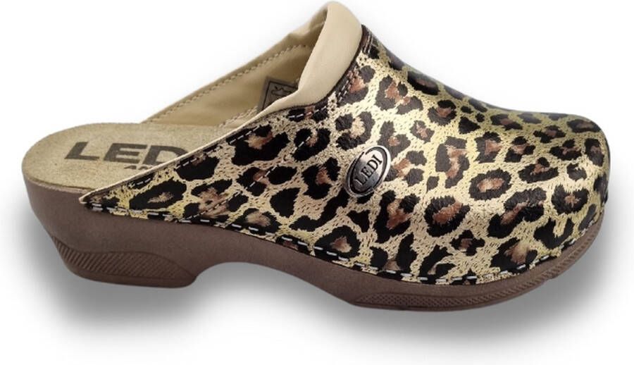 DINA Medische PU klompen PU klompen met kunststof zool ziekenhuis klompen zorgklompen CLOGS Panter Leopard