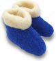 DINA wollen sloffen 100% wol pantoffels -blauw wit hoog model - Thumbnail 2