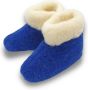 DINA wollen sloffen 100% wol pantoffels -blauw wit hoog model - Thumbnail 7