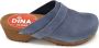 DINA Dames klompen zweeds van Echt nubuck leer tuinklompen werkklompen -zweedse klompen jeans blue - Thumbnail 3