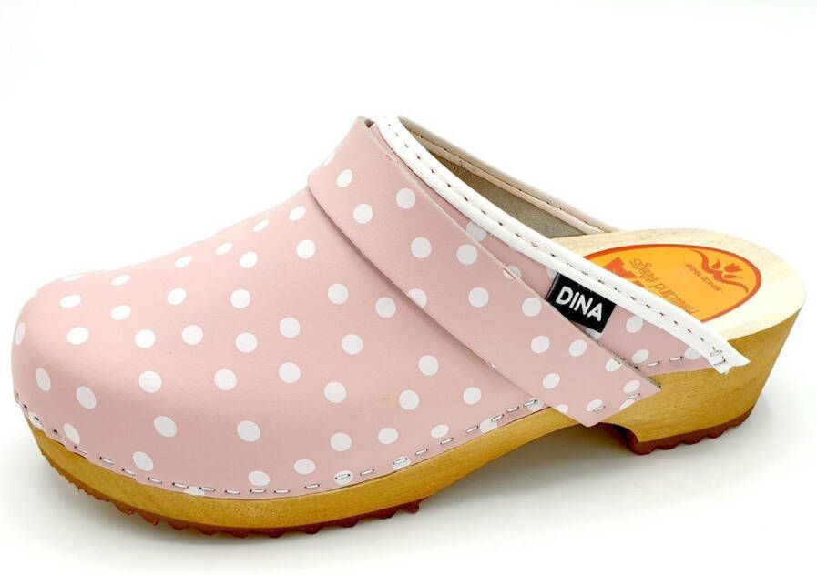 DINA Zweedse klompen roze met stip