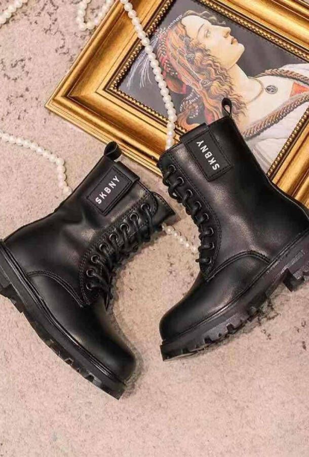 Djsa fashion Warme laarzen voor meisjes Winterbotjes- Enkellaarsjes-| kinderbotten- Veterboots Biker boots _ _ZWART - Foto 3