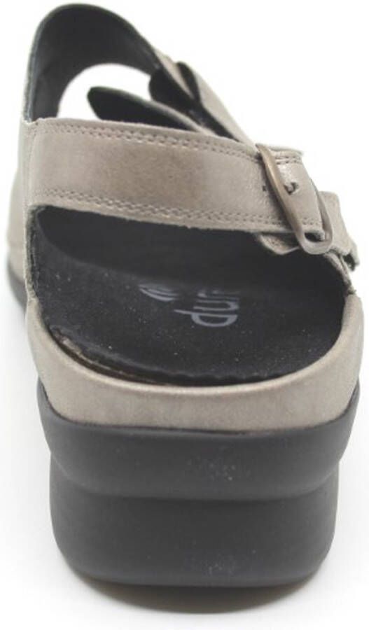 Durea 7178 219 8164 Taupe kleurige brede dames sandalen met klittenband sluiting