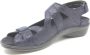 Durea 7258 215 9528 Blauw kleurige smalle dames sandalen met klittenband sluiting - Thumbnail 6