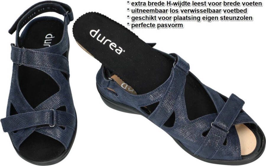 Durea 7258 H Platte sandalenDames Sandalen Blauw
