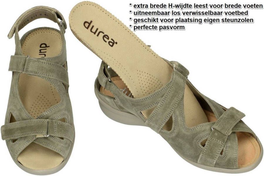 Durea 7258 H Volwassenen Platte sandalenDames Sandalen Groen