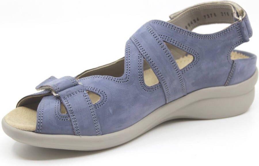 Durea 7376 216 0191 Jeansblauwe dames sandalen met klittenband sluiting - Foto 2