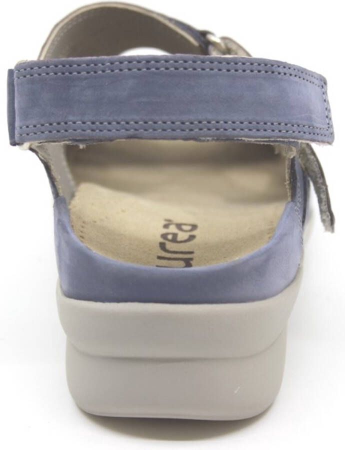 Durea 7376 216 0191 Jeansblauwe dames sandalen met klittenband sluiting - Foto 3