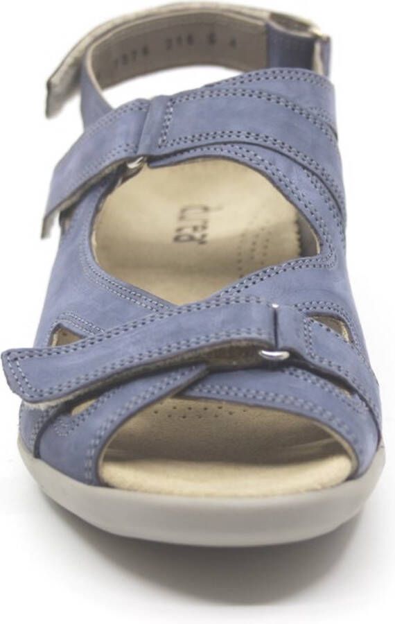Durea 7376 216 0191 Jeansblauwe dames sandalen met klittenband sluiting - Foto 4
