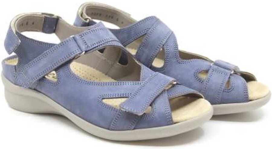 Durea 7376 216 0191 Jeansblauwe dames sandalen met klittenband sluiting - Foto 5