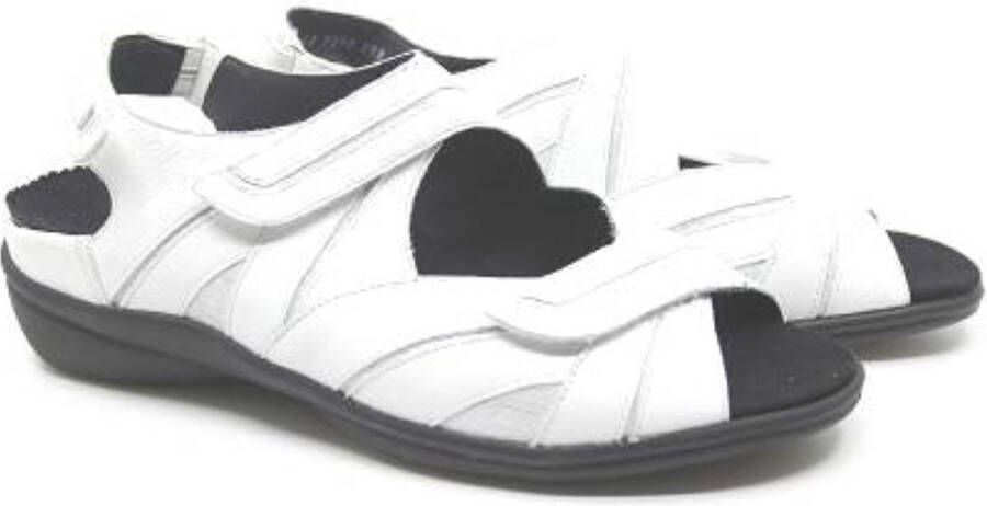 Durea 7390 216 8255 Witte dames sandalen met klittenband sluiting