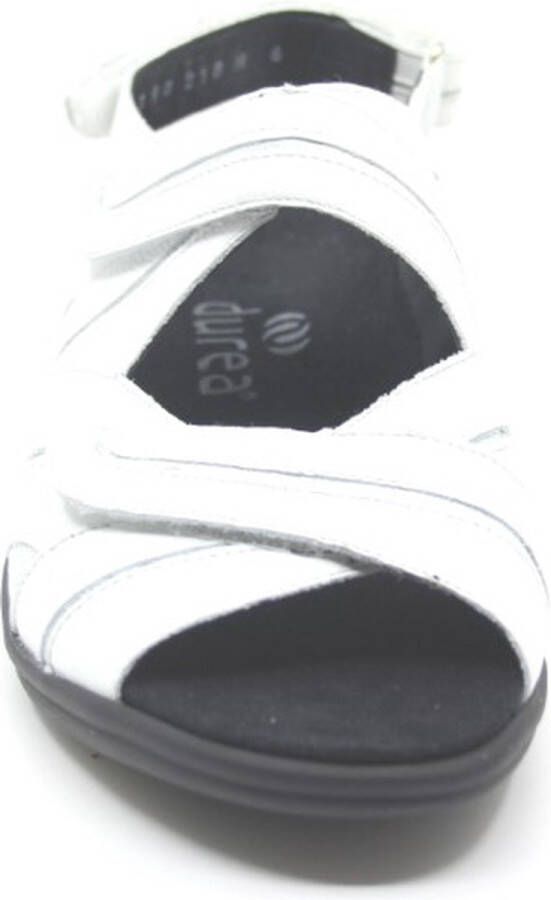 Durea 7390 216 8255 Witte dames sandalen met klittenband sluiting