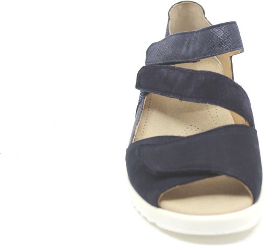 Durea 7406 234 0218 Blauwe dames sandalen met klittenband sluiting en een dichte hiel - Foto 3