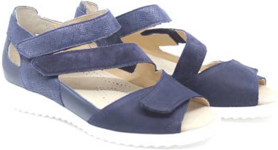 Durea 7406 234 0218 Blauwe dames sandalen met klittenband sluiting en een dichte hiel - Foto 5
