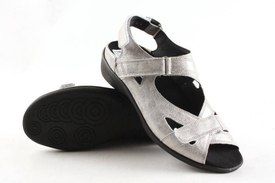 Durea 7258 216 6683 Zilver kleurige dames sandalen met klittenband sluiting - Foto 6