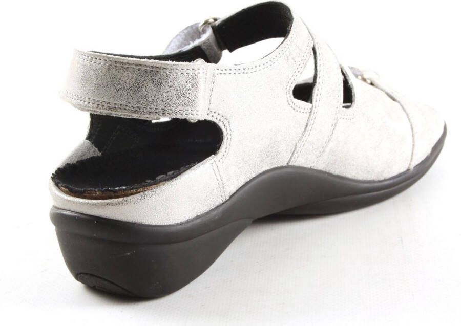 Durea 7258 216 6683 Zilver kleurige dames sandalen met klittenband sluiting - Foto 7