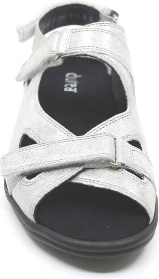 Durea 7258 216 6683 Zilver kleurige dames sandalen met klittenband sluiting - Foto 8