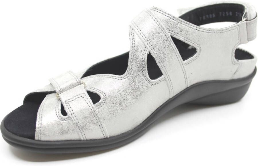 Durea 7258 216 6683 Zilver kleurige dames sandalen met klittenband sluiting - Foto 9