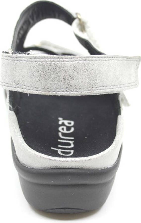 Durea 7258 216 6683 Zilver kleurige dames sandalen met klittenband sluiting - Foto 10