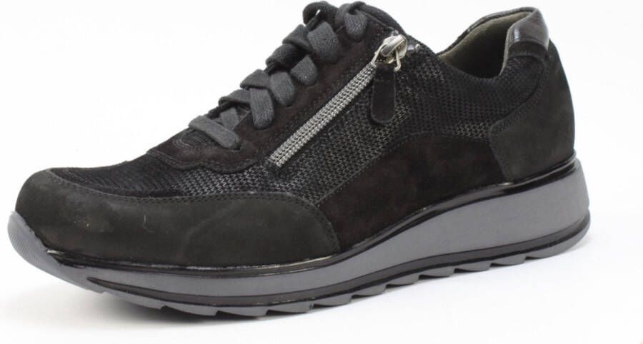 Durea Dames Veterschoen 6263-685-9837 Zwart Combi Wijdte H