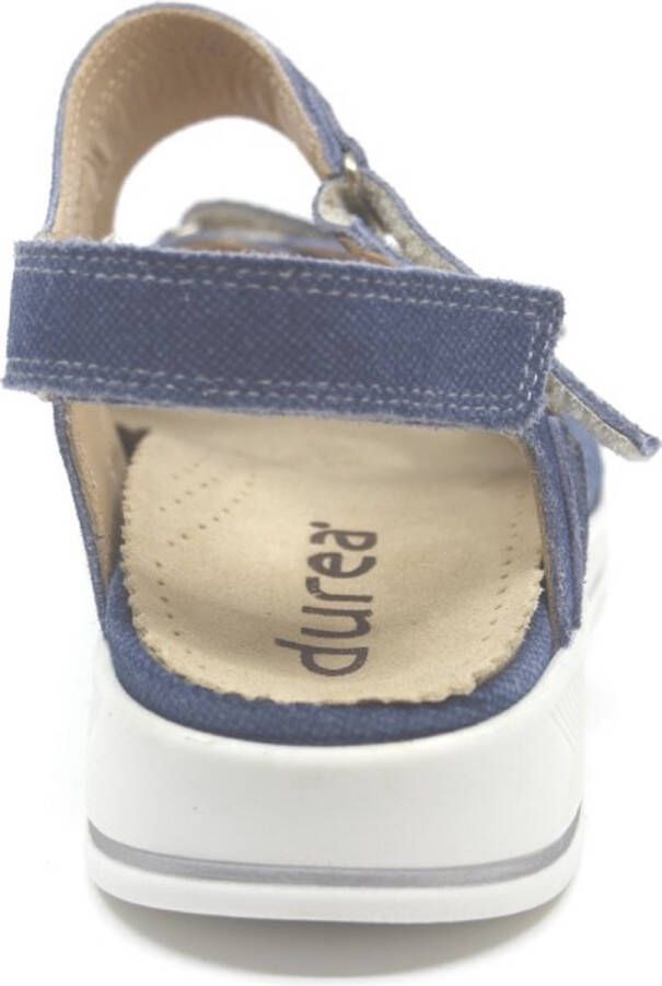 Durea 7407 795 0198 Jeansblauwe dames sandalen met klittenband sluiting - Foto 5