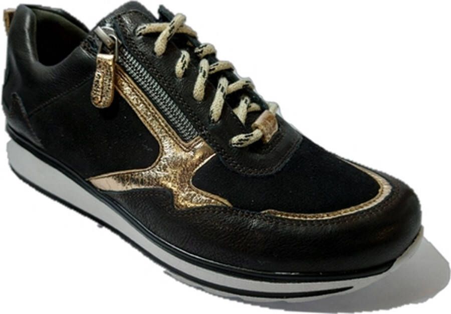 Durea Sneaker 6261 688 9440 Zwart Goud Wijdte K