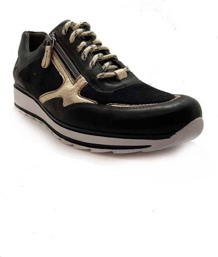 Durea Sneakers Dames Lage sneakers Damesschoenen Leer 6261 685 Zwart combi