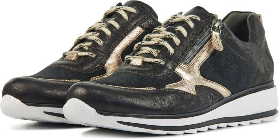 Durea Sneakers Dames Lage sneakers Damesschoenen Leer 6261 685 Zwart combi