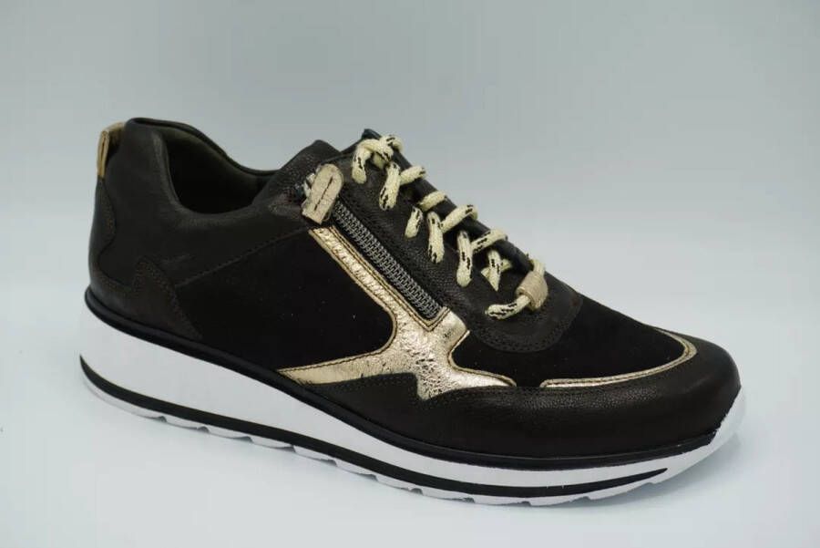 Durea Sneakers Dames Lage sneakers Damesschoenen Leer 6261 685 Zwart combi