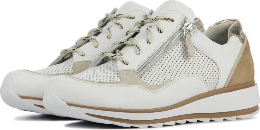 Durea Sneakers Dames Lage sneakers Damesschoenen Leer 6262 688 Wit combi