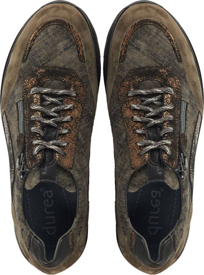 Durea Sneakers Dames Lage sneakers Damesschoenen Leer 6263 685 Bruin