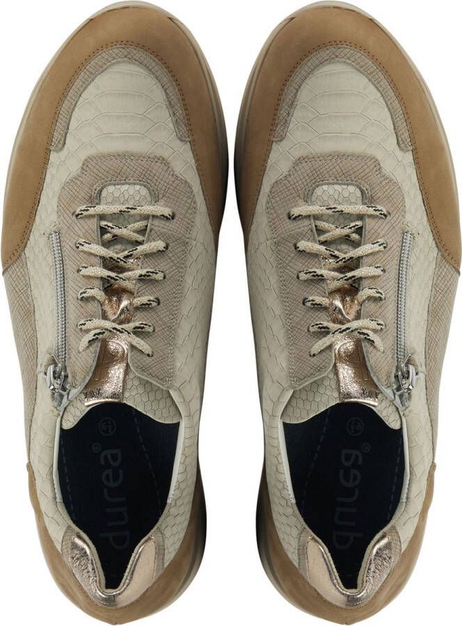 Durea Sneakers Dames Lage sneakers Damesschoenen Suède 6263 685 Pythonprint Beige combi - Foto 6