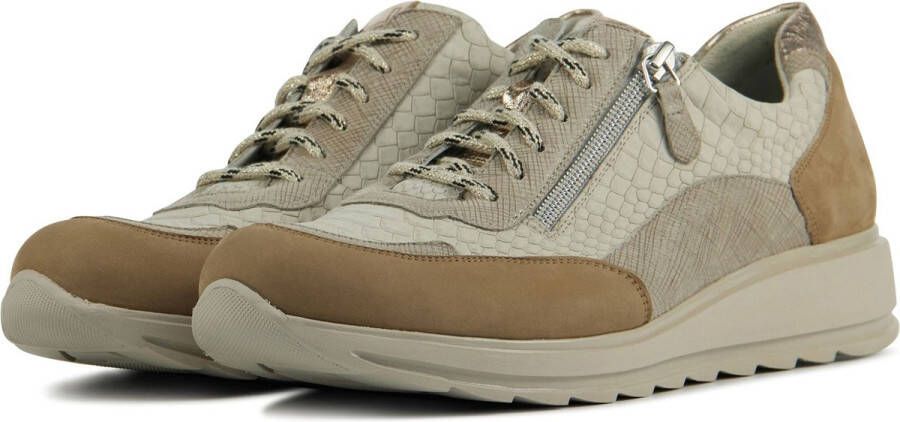 Durea Sneakers Dames Lage sneakers Damesschoenen Suède 6263 685 Pythonprint Beige combi - Foto 8