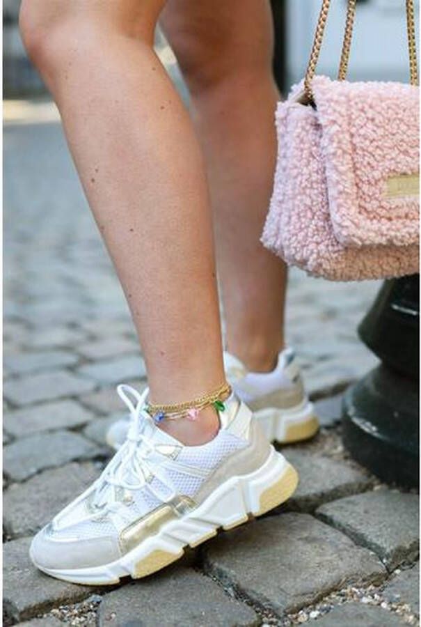 Dwrs Dames Sneakers Los Angeles White Yellow Gold Wit