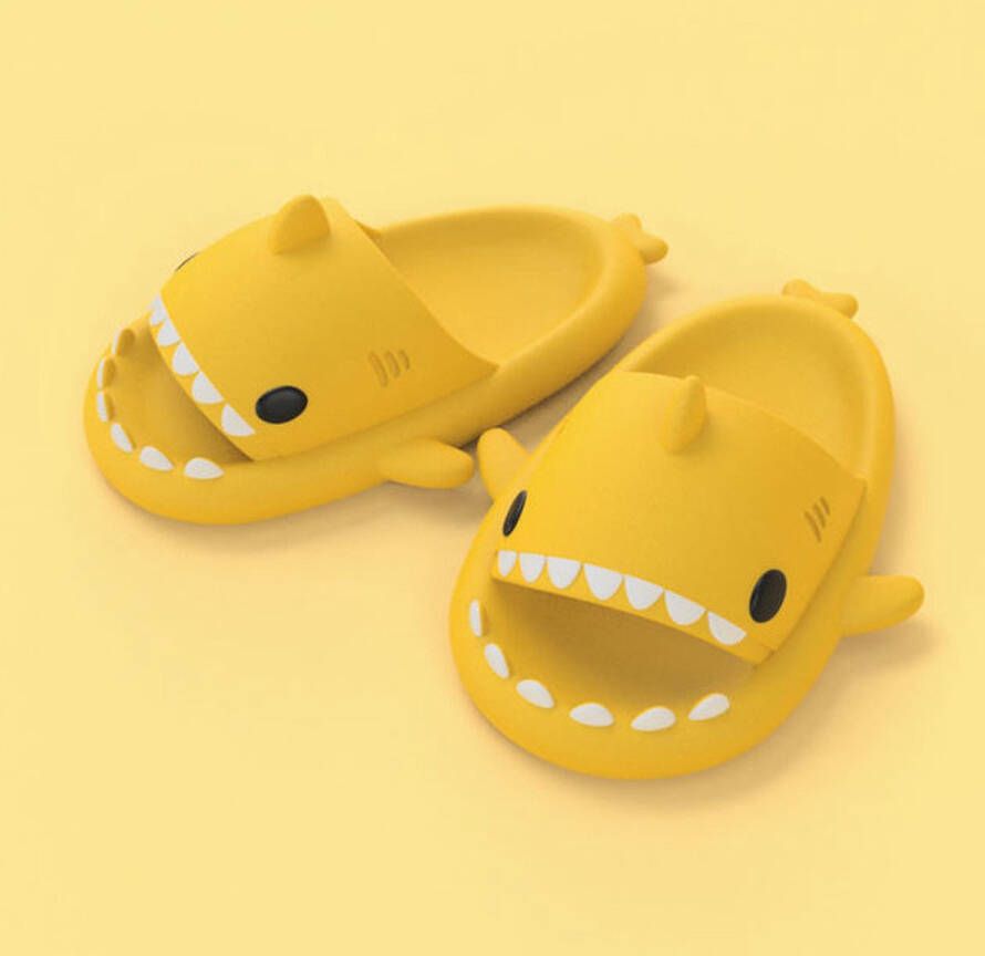 Badslippers kinderen haai geel jongens en meisjes