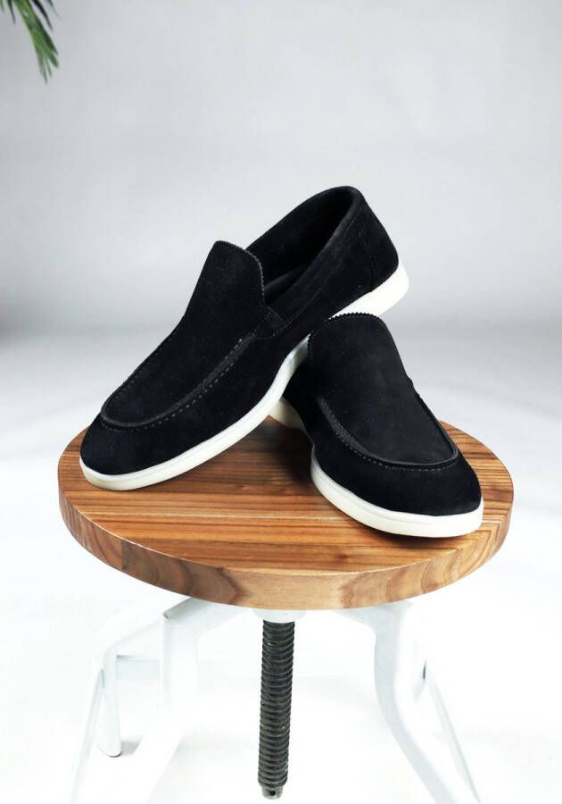 Cotton District Suede Loafers Laag Zwart Herenschoenen