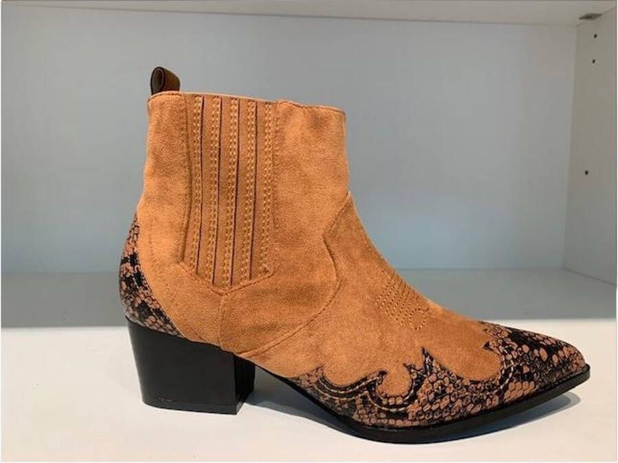 Merkloos Sans marque Enkellaars met Snakeprint Cognac - Foto 7