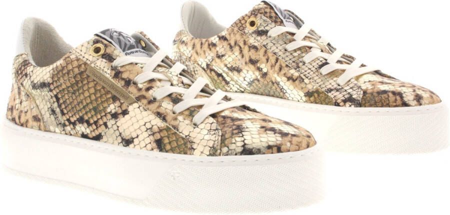 Floris van Bommel Floris van Sneakers Dames Lage sneakers Damesschoenen Leer SFW-10106 print Slangenprint Goud