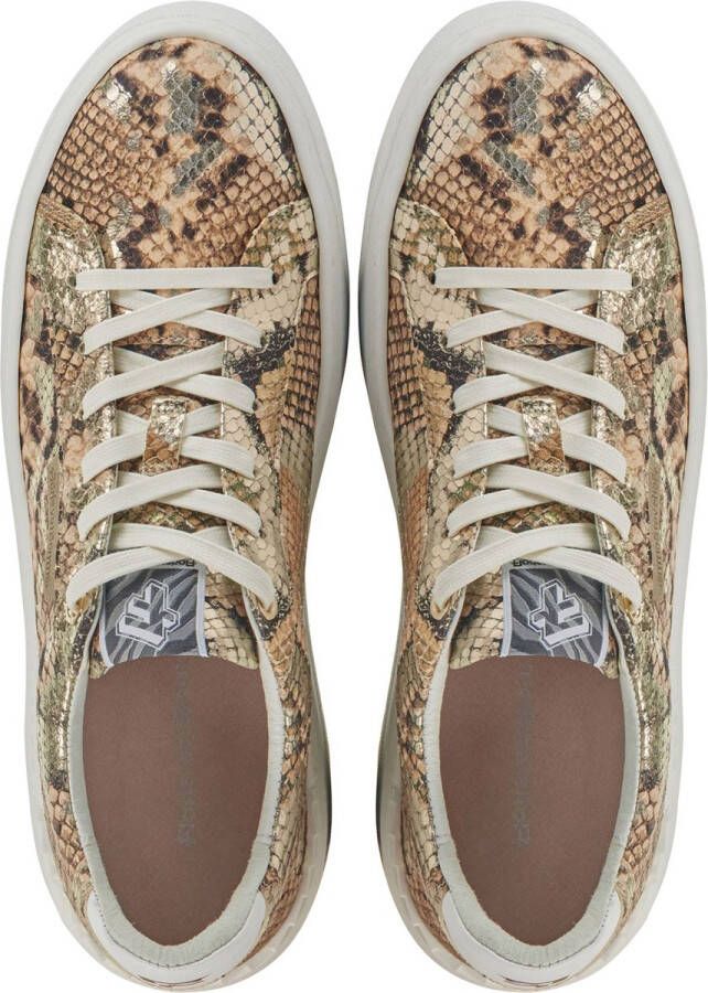 Floris van Bommel Floris van Sneakers Dames Lage sneakers Damesschoenen Leer SFW-10106 print Slangenprint Goud