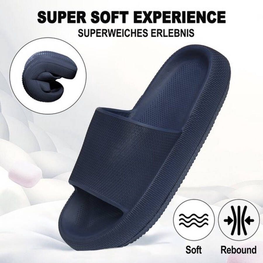 Geweo Slippers EVA Badslippers Unisex Verdikte Lichtgewicht Super Zacht aan je Voeten Anti-Slip en Stevig Voetbed Anti-lawaai Blauw - Foto 3