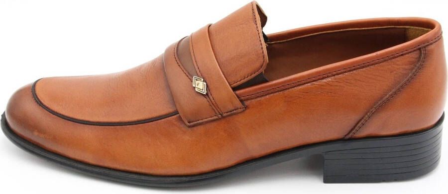 Online Express Heren instapper Trendy mannen loafers Hoogste kwaliteit schoenen 1180 Echt leer Cognac - Foto 2